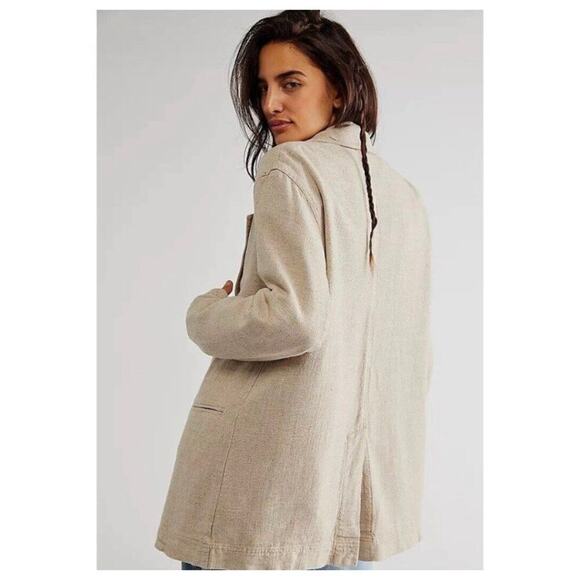 FREE PEOPLE We The Free Beckett Boyfriend Linen Blend Blazer, Size M - Picture 2 of 13
